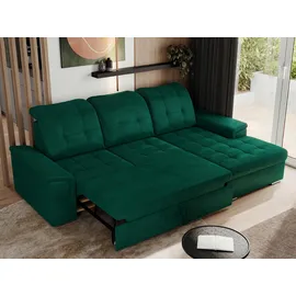 mks möbel ECKSOFA MADRITO L - Dunkelgrün Velorus - Rechts