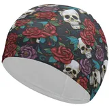Badekappe mit Totenkopf-Motiv, Badekappe für Damen und Herren, Badekappe für langes Haar, Badekappen für Damen, Badekappe für Damen, Duschhaube, Badekappe