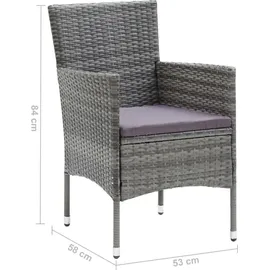 vidaXL Garten-Essgruppe 7-tlg. Grau