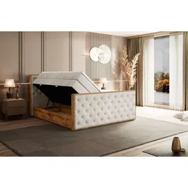 altdecor Boxspringbett 180 x 200 cm H3 Beige/Weiß