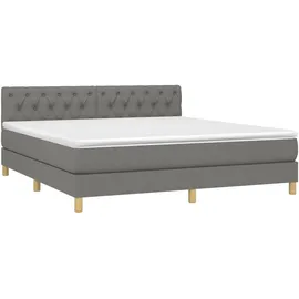 vidaXL Boxspringbett mit Matratze & LED Dunkelgrau 160x200 cm Stoff
