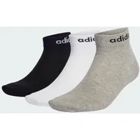 Adidas Think Linear Ankle Socken, 3 Paar Medium Grey Heather / White / Black 43-45