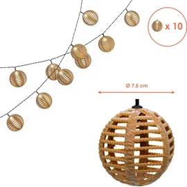 Spetebo Solar Lichterkette Rattan 270 cm Warmweiß