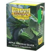Dragon Shield Matte Sleeves Dual Apple Green & Silver (100)