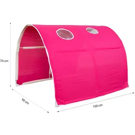 Homestyle4u Hochbett, Weiß, Pink, Holz, Kinder- & Jugendzimmer, Kindermöbel, Kinderbetten, Hochbetten