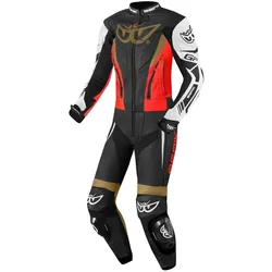 Berik Monza Damen 2-Teiler Motorrad Lederkombi, schwarz-rot-gold, Größe 40