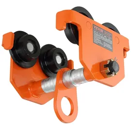 Vevor Laufkatze 1Tonnen Tragfähigkeit Hallenkran 63,5-203,2mm Einstellbare Breite Kran 295x230x240mm Rollfahrwerk Doppelrad-Design Handfahrwerk für I- und H-Trägern Hallenkran Ladekran