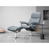 Stressless Relaxsessel STRESSLESS Consul Sessel Gr. Struktur fein JASMINE, Cross Base Eiche, Rela x funktion-Drehfunktion-PlusTMSystem-Gleitsystem-BalanceAdaptTM, B/H/T: 82 cm x 102 cm x 72 cm, blau (light blue jasmine) Lesesessel und Relaxsessel