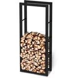 holz4home® Kaminholzregal aus Metall Schwarz inkl. Ofenhandschuh 60x25x150cm