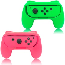 Fyoung Griffe Halterung für JoyCon Switch & Switch OLED Modell, Controller Grip für JoyCon Halter Zubehör - Grün/Pink (2 Pack)