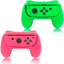 Fyoung Griffe Halterung für JoyCon Switch & Switch OLED Modell, Controller Grip für JoyCon Halter Zubehör - Grün/Pink (2 Pack)