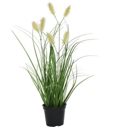 Blühendes Ziergras im Topf - Kunstpflanze - Kunstgras - H: 30cm - gelb