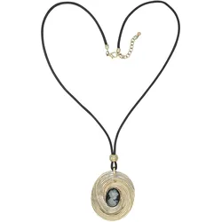 Lange Kette "Gemme Eleganze", Damen, Gr. one size, Metall, gold (golden), COLLEZIONE ALESSANDRO, Basic, Halsketten, mit großem Metallanhänger und Gemme