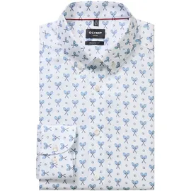 Olymp Businesshemd OLYMP "OLYMP Luxor, modern fit, Button-down", Herren, Gr. 43, Normaler Arm, weiß, 100% Baumwolle, Hemden