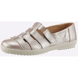 Slipper HEINE, Damen, Gr. 36, rosa (rosé, metallic), Leder, Rindsleder, Glattleder, modisch, Schuhe