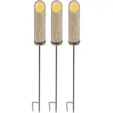 GLOBO Steckleuchte Bambus Solarleuchte Erdspieß Bambuslampe Solar, Dekor-Stanzungen, grün, LED warmweiß, DxH 12x79,5 cm,