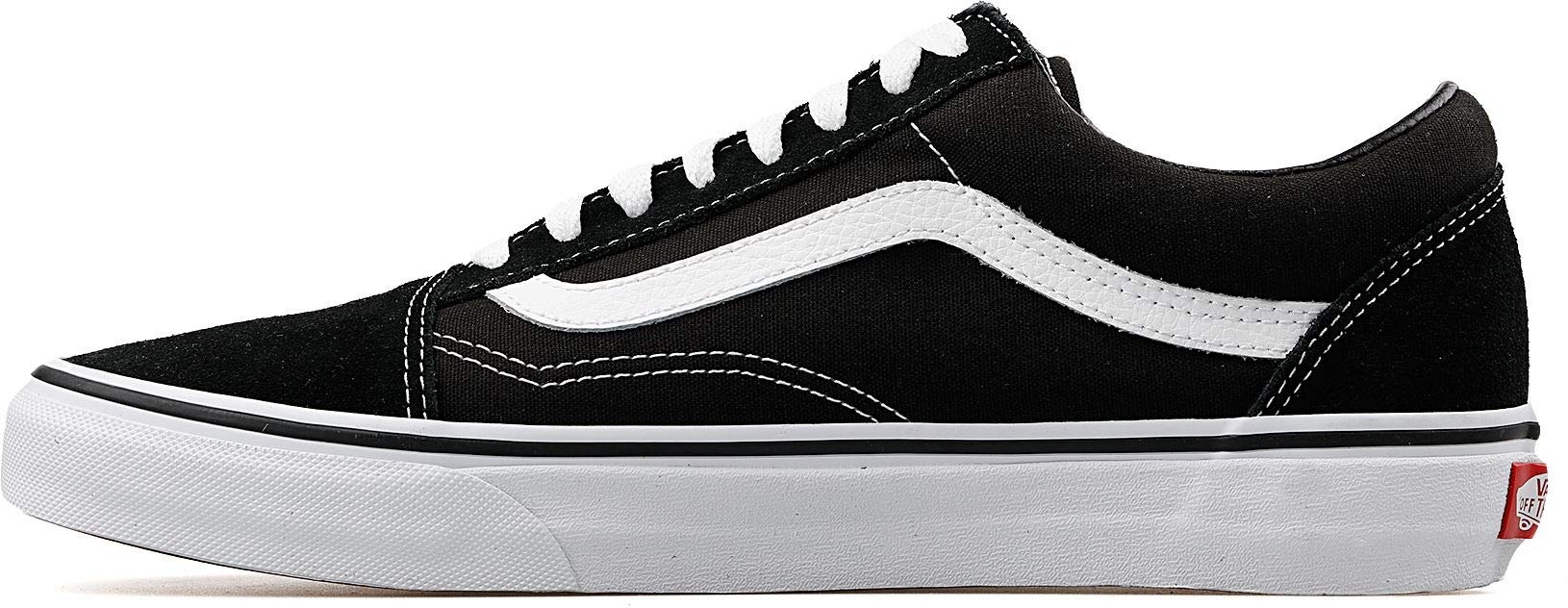 Vans Unisex Old Skool Classic Suede/Canvas Sneakers, Black White, 34.5 EU