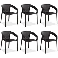 Homestyle4u Gartenstuhl Kunststoff schwarz 6er Set