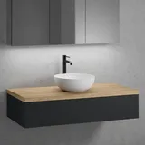 neoro n50 Unterschrank B: 120 cm mit 1 Auszug, Waschtisch Ø 40 cm weiß matt, B: 120.5 ohne Lochbohrung BN0064WM+BN0414BM+BN0404W1