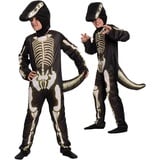 Magicoo Dinosaurier Halloween Kostüm Skelett Kinder Jungen Mädchen Gr 92 bis 140 - Dino Kostüm Kind M (120-130)