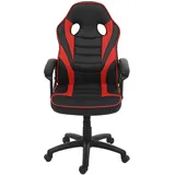 Mendler Bürostuhl HWC-F59, Schreibtischstuhl Drehstuhl Racing-Chair Gaming-Chair, Kunstleder - schwarz/rot