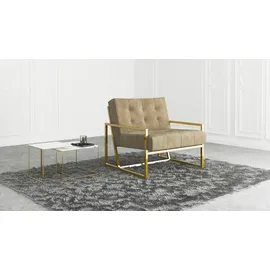 s-style möbel Loungesessel Mit Goldenen Metall Füßen, Beige, Samtstoff