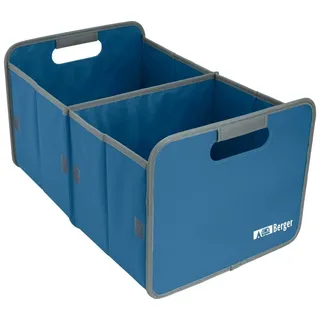 BERGER Faltbox blau 30 Liter │ Kofferraumtasche faltbar, Einkaufskorb, Kofferraum-Organizer, Autotasche, Faltkorb, Falttasche, Kofferraumtasche, faltbare Aufbewahrungstasche verstärkter Boden