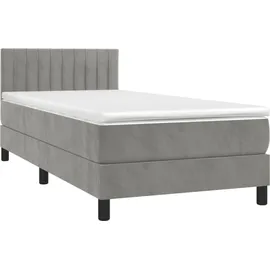 vidaXL Boxspringbett mit Matratze & LED Hellgrau 80x200 cm Samt