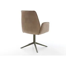 DeLife Drehstuhl Zoa-Flex Materialmix Schlamm Fußkreuz Effektfinish Titan 360° drehbar Wippfunktion Taschenfederkern, Esszimmerstühle