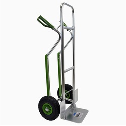 TRUTZHOLM Sackkarre Alu-Sackkarre mit Treppenrutsche 200 kg Vollgummi oder Luftrad grau|grün