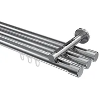 Interdeco GARDINENSTANGE INNENLAUF Siteno Santo 240 cm (geteilt in 2 x 120 cm), 3-läufig, 20 mm Ø Chrom