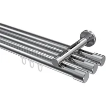 Interdeco GARDINENSTANGE INNENLAUF Siteno Santo 240 cm (geteilt in 2 x 120 cm), 3-läufig, 20 mm Ø Chrom