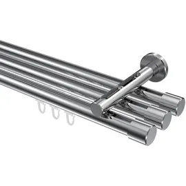Interdeco GARDINENSTANGE INNENLAUF Siteno Santo 240 cm (geteilt in 2 x 120 cm), 3-läufig, 20 mm Ø Chrom