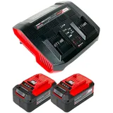 Einhell PXC Starter Kit 2x Power X-Change Plus Akku 18 V 5,2 Ah ( 2x 4511437 + Power X-Twincharger 3A Doppel Ladegerät ( 4512069 )