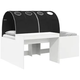 vidaXL Hochbett mit Schreibtisch für Kinder 90 x 200 cm Holz weiß/schwarz