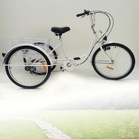 Owneed Dreirad für Erwachsene 26 Zoll 6 Gang 3 Räder Fahrrad mit Frontlicht Becherhalter 3 Wheel Bike für Herren Damen
