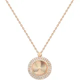 dKeniz Kette mit Anhänger Coin 925 Sterling Silber rosevergoldet Zirkonia Weiß