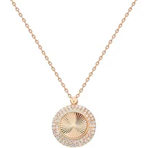 dKeniz Kette mit Anhänger Coin 925 Sterling Silber rosevergoldet Zirkonia Weiß