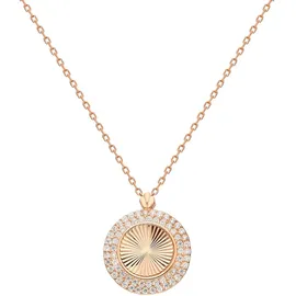 dKeniz Kette mit Anhänger Coin 925 Sterling Silber rosevergoldet Zirkonia Weiß