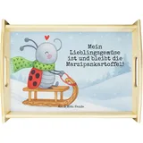 Mr. & Mrs. Panda betttablett Smörle Rodeln Design - Geschenk, tablett für Bett, Winter, Marzipan, Frühstückstablett, sofatablett, Weihnachten, Schlittenfahren, Serviertablett