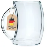 Intirilife Latte-Macchiato-Glas, Glas, Doppelwandiges Thermo Glas 200ml Teeglas Kaffeeglas Set Becher weiß