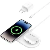 Belkin BoostCharge Pro Kabellose 2-in-1-Ladestation mit Qi2 (15W) weiß (WIZ021vfWH)