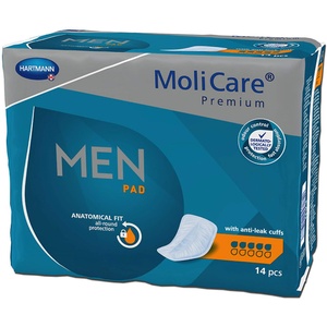 MoliCare Premium MEN PAD, Inkontinenz-Einlage für Männer bei Blasenschwäche, v-förmige Passform, 5 Tropfen, 6x14 Stück - Vorteilspackung
