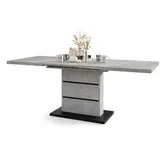 Mazzoni Esstisch Design Piano Tisch Beton Schwarz ausziehbar 120 - 200 cm grau|schwarz