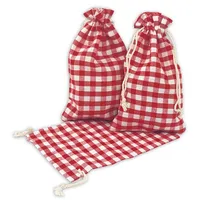 Frau WUNDERVoll® 12 Geschenksäckchen rot/weiß kariert 20 x 12
