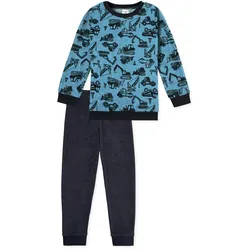 SCHIESSER Jungen Schlafanzug Set, 2-tlg. - Boys World 1, lang, Frottee, Motiv Blau 128