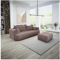 Fun Möbel 3-Sitzer Schlafsofa FUN DILAN 3-Sitzer inkl. Hocker in Stoff Now or Never, inkl. Bettkasten und Polsterhocker, mit Bettkasten rosa