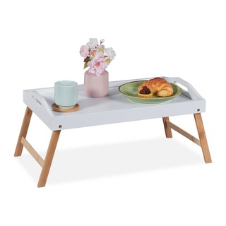 relaxdays Tabletttisch Klappbares Betttablett weiß|braun