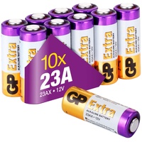 GP Extra 23a 12V Batterie (MN21 / L1028 / LRV08) | 10 Stück Alkaline 12 Volt Batterie A23 | 10x V23GA 12V Batterie für Fernbedienungen, Funktürglocken, Sicherheitssystemen etc.