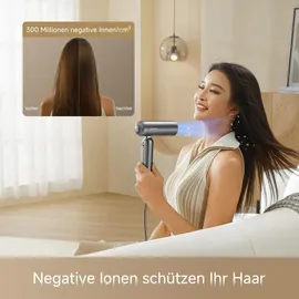 DREAME Pocket Pro Hochgeschwindigkeits Haartrockner,3faltbare Formen,300g Gewicht,110K U/min Motor, 300 Millionen negative Ionen/cm3,57°C,40s Ntc-trocknung, geräuscharm